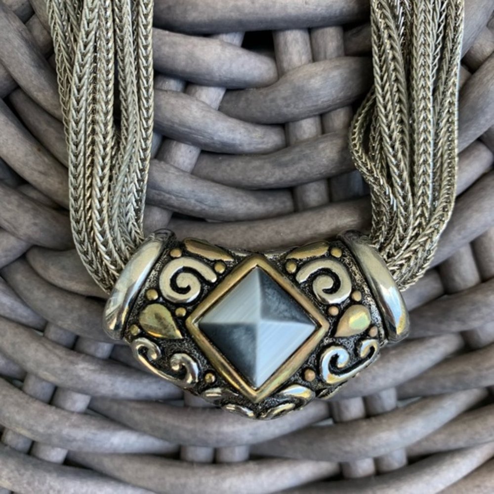 Multi-Strand Gray Statement Necklace - image 4